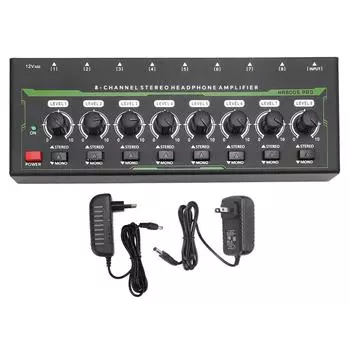 8-канальный стереоусилитель для наушников для домашней студии KTV Ear Player с поддержкой переключения стерео-моно режимов EU Plug