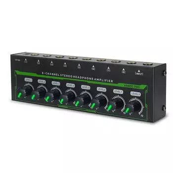 8-канальный усилитель для наушников HA800 PRO Audio Amp Mini Audio Stereo Microphone AMP с адаптером питания для записи музыкального микшера US