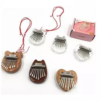 8-клавишное мини-калимба для большого пальца, портативное пианино с ремешком, подарок для детей, взрослых, начинающих Wood