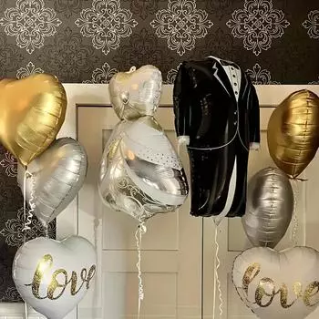 8 комплектов украшений для вечеринок на свадебный сезон, наборы воздушных шаров из алюминиевой фольги для жениха и невесты, разноцветные, для помолвки и свадебного торжества A-8P Wedding Balloon