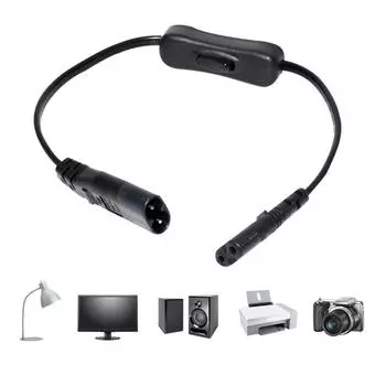 8-контактный кабель-адаптер питания IEC 320 C7 - C8 со встроенным переключателем управления для ЖК-монитора, сканера, принтера, динамика