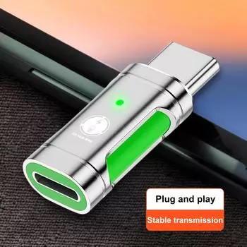 8-контактный разъем «мама» на USB C-кабель-конвертер PD30W для быстрой передачи данных, зарядное устройство для телефона Type-C для iPhone 15, Samsung, Xiaomi, Huawei зелёный