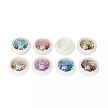 8 коробок с блестками для дизайна ногтей, пудра, маникюр, шестиугольные смешанные блестки, украшение для ногтей