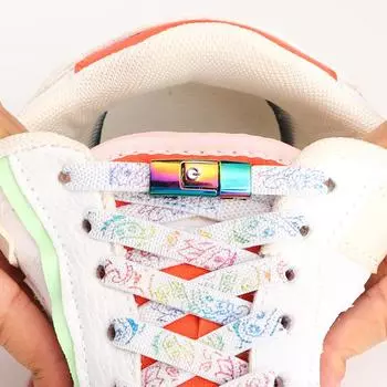 № 8. Красочные шнурки с застежкой без завязок. Эластичные шнурки с цветком кешью. Спортивные детские и взрослые теннисные туфли на плоской подошве толщиной 8 мм. Шнурки без завязок. 100CM