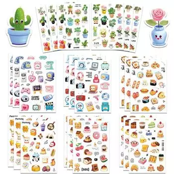 8 креативных руководств по наклейкам для десертов, милые наборы для коллажа в блокноте, декор игрового альбома с мультяшными героями 8 pieces/bag