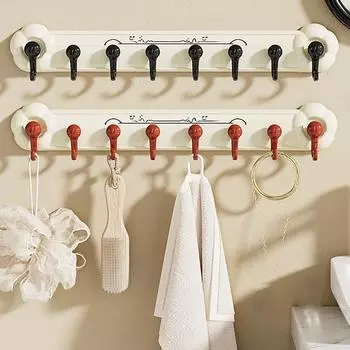 8 крючков настенный крючок для ванной комнаты без проколов вешалка для одежды цветок присоска крючок за дверью чёрный