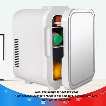 8 л Мини-холодильник для косметики со светодиодной подсветкой и зеркалом, портативный холодильник для хранения косметики, охладитель для дома и автомобиля, двойное использование us белый