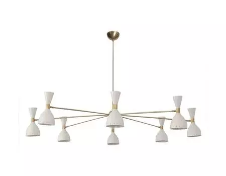 8 лампочек, большая люстра из необработанной латуни в стиле Stilnovo, современный светильник середины века