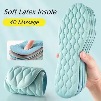 № 8 латексные массажные стельки для обуви, удобные дышащие, поглощающие пот, дезодоранты, амортизирующие мужские и женские подушечки для обуви 35-36 синий