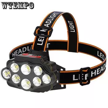 8 LED Headlights Strong Light Long-distance Rechargeable Waterproof Super Bright Headworn Night Fishing Lamp Miner s Lamp Outdoor Sports Lamp чёрный