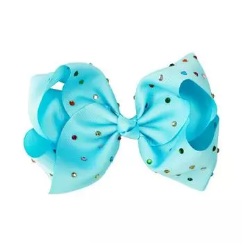 8 Лента гросгрейн Бутиковые банты для волос Блестящие Разноцветные Стразы Радужные Заколки для Малышек Подростков Малышей Подарки with clip