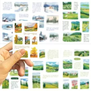8 листов, наклейка с изображением пейзажа четырех сезонов, весна, лето, осень, зима, лес, водонепроницаемый ПВХ, чехол для телефона «сделай сам», комплект наклеек для ноутбука, скрапбукинга 8pcs