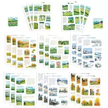 8 листов, наклейка с изображением пейзажа четырех сезонов, весна, лето, осень, зима, лес, водонепроницаемый ПВХ, чехол для телефона «сделай сам», комплект наклеек для ноутбука, скрапбукинга 8pcs