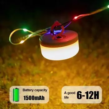 8 м выдвижная лампа для кемпинга, перезаряжаемая через USB, IPX4, водонепроницаемая, для сада, патио, двора, палатки, светодиодная лента для украшения Colorful Light