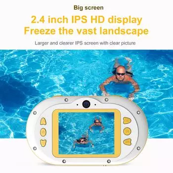 8-мегапиксельная детская цифровая камера. Детская водонепроницаемая камера с двумя передними и задними камерами. 2,4-дюймовый IPS HD. синий