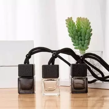 8 мл многоразовый флакон для духов с деревянной крышкой, прозрачное стекло, ароматерапевтическое эфирное масло, пустой флакон, подвесной флакон для духов в виде зеркала заднего вида, для дома чистый