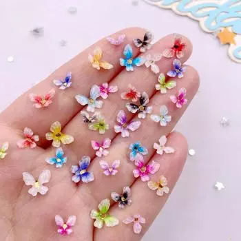 8 мм/10 мм блестящая смола красочные мини 3D вращающиеся кристаллы бабочка плоская задняя часть стразы нейл-арт аппликация DIY товары для творчества 8mm 100pcs