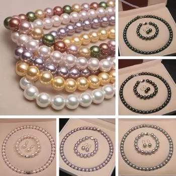 8 мм/10 мм свадебный жемчужный комплект украшений разноцветное ожерелье браслет серьги комплект для женщин 8mm-white(no box)