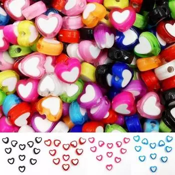 8 мм 150 шт. разноцветные глянцевые акриловые бусины-прокладки в форме сердца для изготовления ювелирных изделий оранжевый