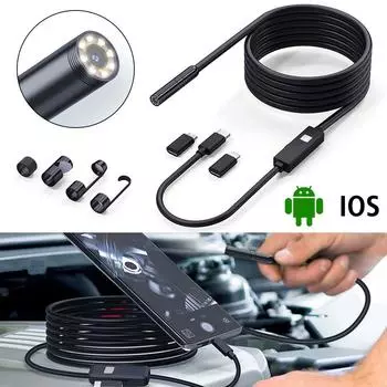 8 мм 8LED камера 5M кабель автомобиль диагностические инструменты W400 промышленный эндоскоп IP67 водонепроницаемый 2000 тыс. пикселей универсальный Type-C Micro Lightning адаптер 5m