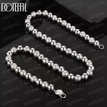 8 мм 92 пробы стерлингового серебра бусины ожерелье модные свадебные украшения 45CM