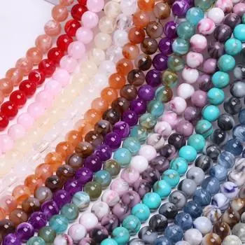 8 мм эффект облаков ручная работа бисер аксессуары модный браслет из смолы ожерелье аксессуары имитация нефрита камень свободные бусины 30 шт. круглый Style2 8mm 30Pcs