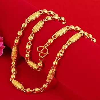 8 мм автомобильный цветок оливковый бусина переводная бусина латунь вакуумное покрытие 24K золото ожерелье