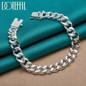 8 мм боковой модный браслет из стерлингового серебра 925 пробы, свадебный подарок, очаровательные ювелирные изделия 20cm