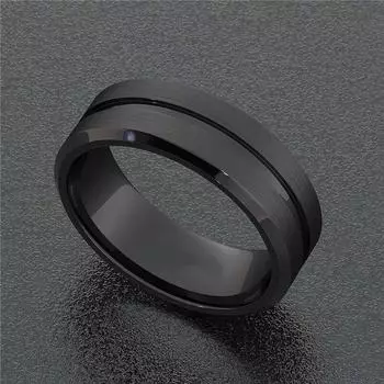 8 мм черное модное кольцо для мужчин из сплава с простой канавкой и матовой матовой поверхностью, мужские обручальные кольца, мужские кольца на годовщину 6 чёрный