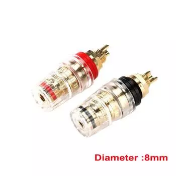 8 мм чистая медь позолоченный прозрачный кристалл банан гнездо динамика усилитель зажимной клеммы аудио акустический провод фиксированный терминал