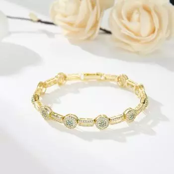 14K позолоченный модный теннисный браслет 8 мм круглые браслеты из циркония для женщин