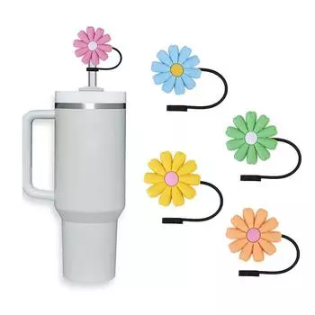 8 мм макарон маленький цветок соломенная крышка пылезащитный чехол силиконовое уплотнение многоразовый соломенный чехол с рисунком as the picture