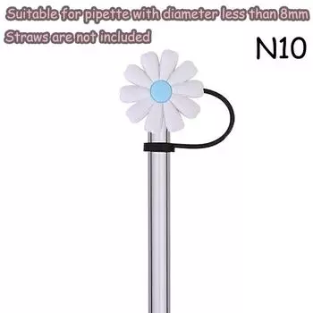 8 мм макарон маленький цветок соломенная крышка пылезащитный чехол силиконовое уплотнение многоразовый соломенный чехол с рисунком as the picture