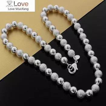 8 мм матовые гладкие бусины 925 пробы штампованные серебряные ожерелья для женщин классические модные благородные ювелирные изделия свадебный рождественский подарок