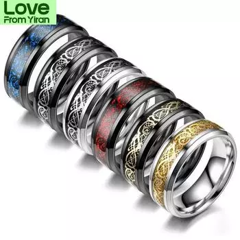 8 мм модное кольцо из нержавеющей стали с веной дракона для мужчин хип-хоп ювелирные изделия парные кольца серебристые черные Anello Uomo оптовая продажа 6