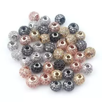 8 мм модные металлические латунные микро-паве кристаллы CZ круглые бусины для изготовления ювелирных изделий браслет 3 шт./лот