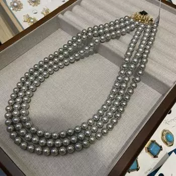 8 мм настоящие конопляные серебристо-серые прочные светящиеся круглые бусины многослойное жемчужное ожерелье модный легкий роскошный свитер цепочка осень и зима