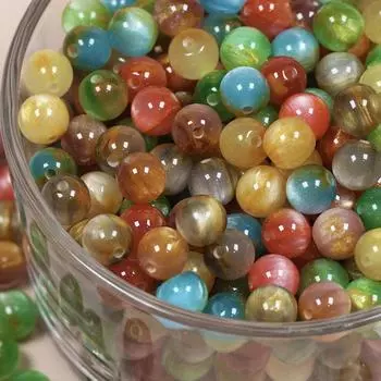 8 мм натуральные позолоченные двухцветные бусины из смолы, красивые разноцветные бусины ручной работы, браслет «сделай сам», ожерелье, ювелирные изделия, бусины ручной работы, аксессуары 20pcs