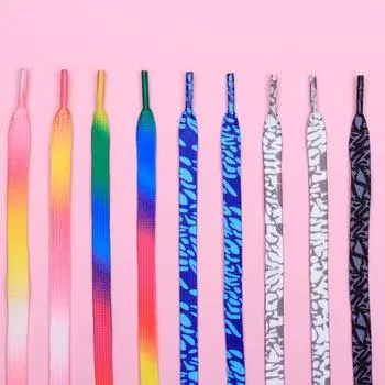 8 мм радужные градиентные цветные шнурки для белой плоской обуви, персонализированная печать