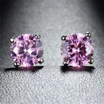 8 мм радужные многоцветные круглые серьги с камнями серебряные серьги-гвоздики свадебные подарки белый