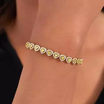 8 мм сердце полный золотой желтый циркон браслет женские браслеты изысканные ювелирные изделия золотой