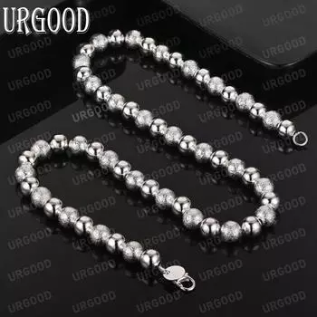 8 мм серебряное ожерелье с бусинами 925 пробы, модные свадебные украшения 45CM