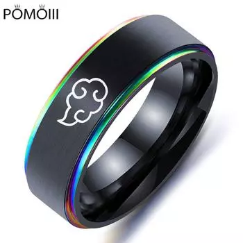 8 мм в японском стиле, аниме, косплей, облака, кольца, ювелирные изделия из нержавеющей стали для женщин и мужчин, любителей аниме, кольца, ювелирные изделия 11 разноцветный