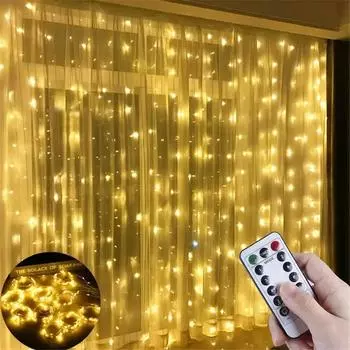 8 Mode Wedding Fairy Light USB 3M 4M 6M LED Curtain String Lights Party Decoration Outdoor Holiday Light Bedroom Christmas Light 3x1M 100LEDs теплый белый