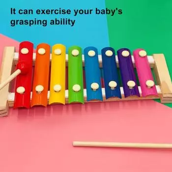 8-нотная деревянная игрушка ксилофон с 2 молоточками цветные металлические клавиши глокеншпиль 1 Set