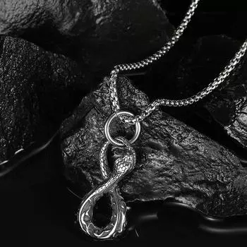 8-образное ожерелье в форме змеи для мужчин, индивидуальное очарование, подвеска в виде змеи из нержавеющей стали, ювелирные изделия 3mm-50cm