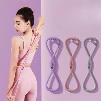 8-образный тянущий канат 15 фунтов для растягивания плеч, эластичная лента для спины, домашний фитнес, женская йога, канат с высокой эластичностью, силиконовый канат для растягивания 8-образный