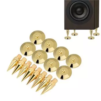 8 Pairs 6 x 36MM Copper Speaker Spike Isolation Stand + Base Pad Feet Mat