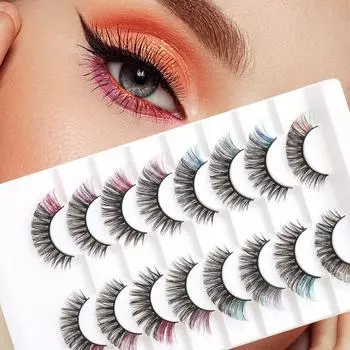 8 пар цветных ресниц яркие цвета 3D завитые накладные ресницы принадлежности для макияжа Colorful-8 Pairs