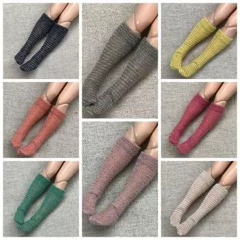 8 пар/лот кукольные носки, кукольные аксессуары, блестящие полосатые чулки для кукол Блайз, блестящие средние носки-трубы для куклы Барби 1:6 разноцветный